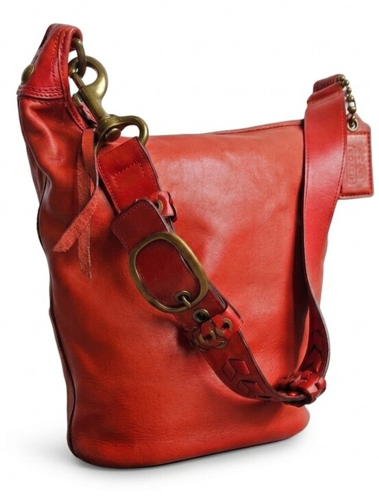 Coach Handbags - Coach 2007 Bleecker Tattersall Large XL Duffel Bucket Bag Vermilion 11423 Rare